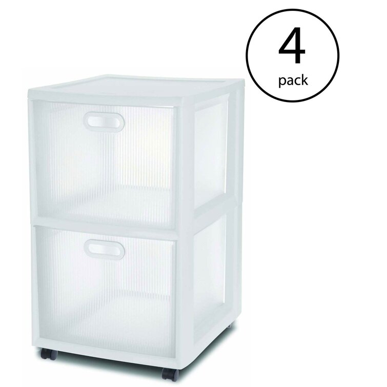 Sterilite 3-Drawer Storage Cart, Clear with Black Frame (4-Pack)