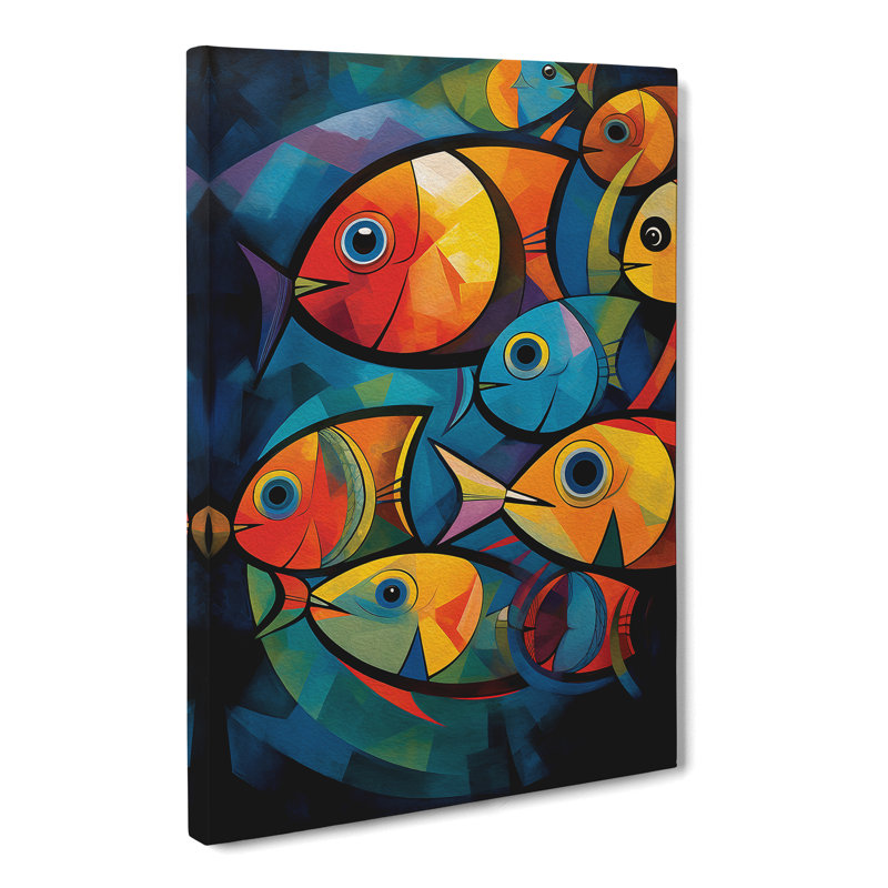 Fish Action Painting Art - Wrapped Canvas, 60cm H x 40cm W x 3cm D
