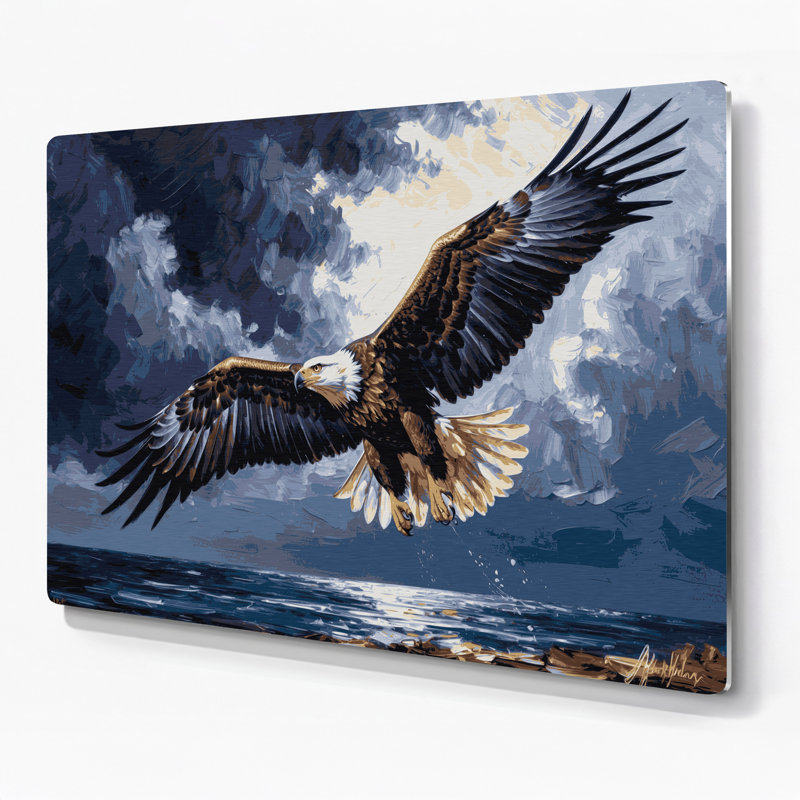 Faune, poisson africain, aigle, art mural en métal gris, H 11 po x l 14 po