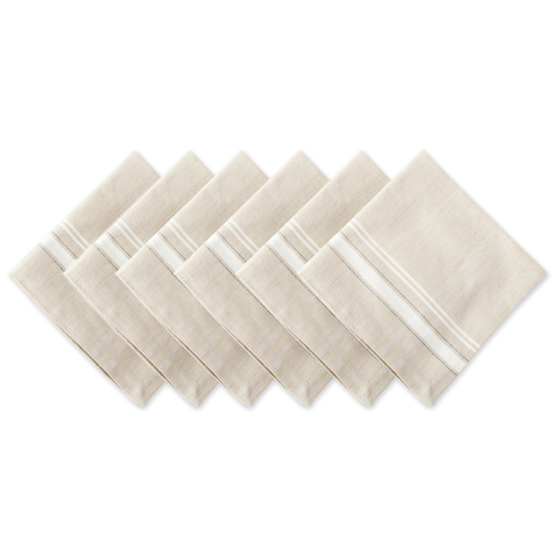 Shelton Cotton Blend Striped Square Napkin, Beige