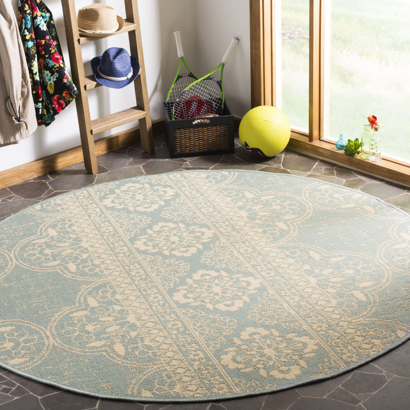 Burnell Performance Oriental Indoor/Outdoor Area Rug, Round 6'7"
