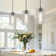 1-Light Matte Black Single Pendant With Textured Glass