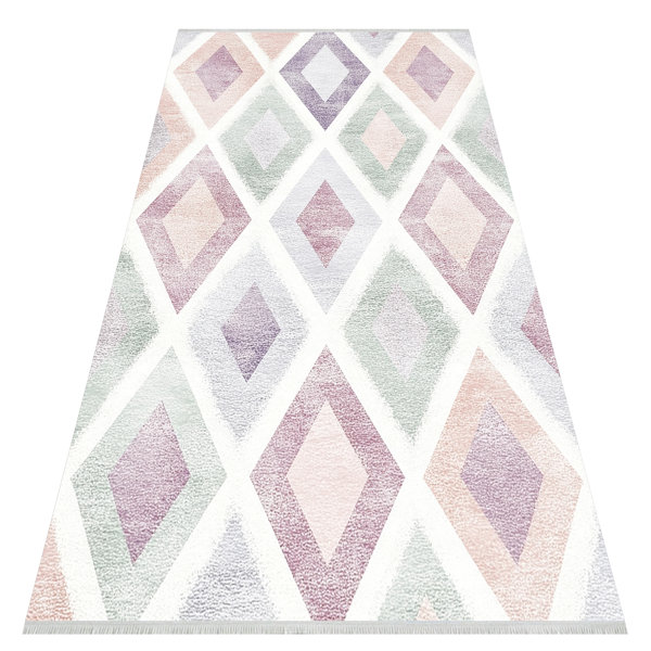 Latitude Run® Soft Geometric Pattern Rug With Pastel Tones, Machine ...