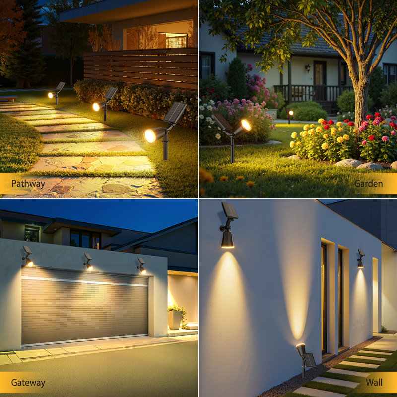 Solar Lights Outdoor, Adjustable Solar Spot Lights Outdoor, 2-in-1 Waterproof Solar Landscape Spotlights Wall Light, Dusk-to-dawn Solar Powered Outdoor Light For Garden, Yard, Pathway