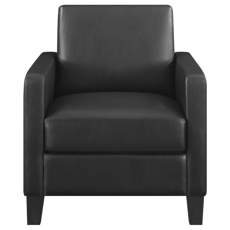 Chaise rembourrée contemporaine noire avec pieds stables et siège rembourré en mousse de style polyvalent et confortable