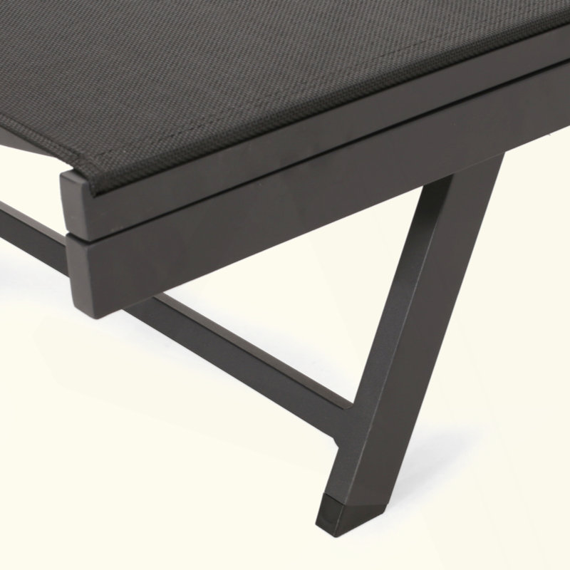 Ensemble de 2 chaises longues réglables d'extérieur pour une détente ultime, 2 pièces, Noir, noir, noir, noir