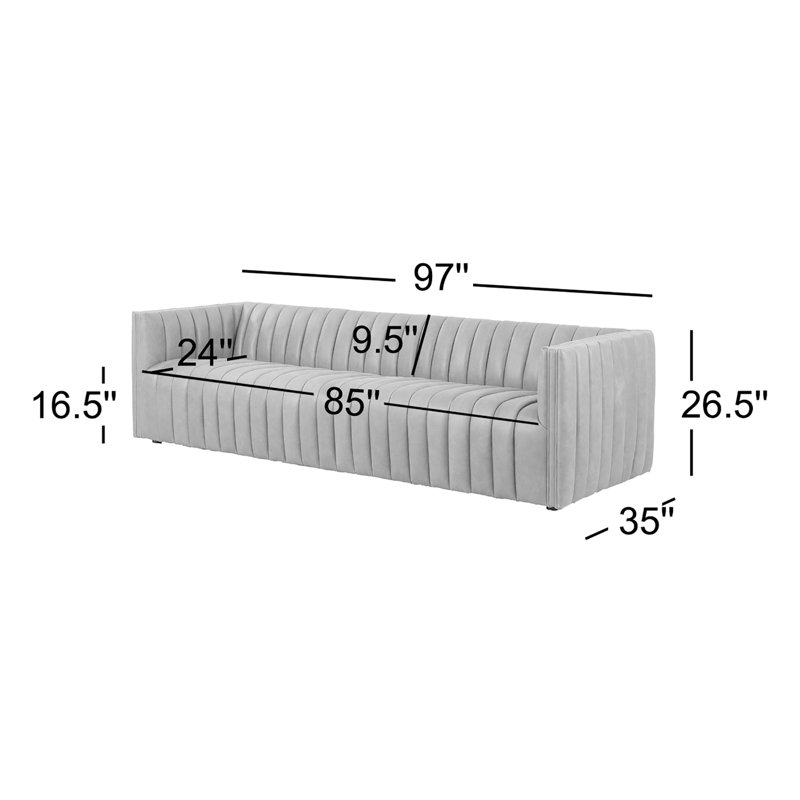 Augustine 97" Sofa, Dover Crescent, 26.5" H x 97" W x 35" D