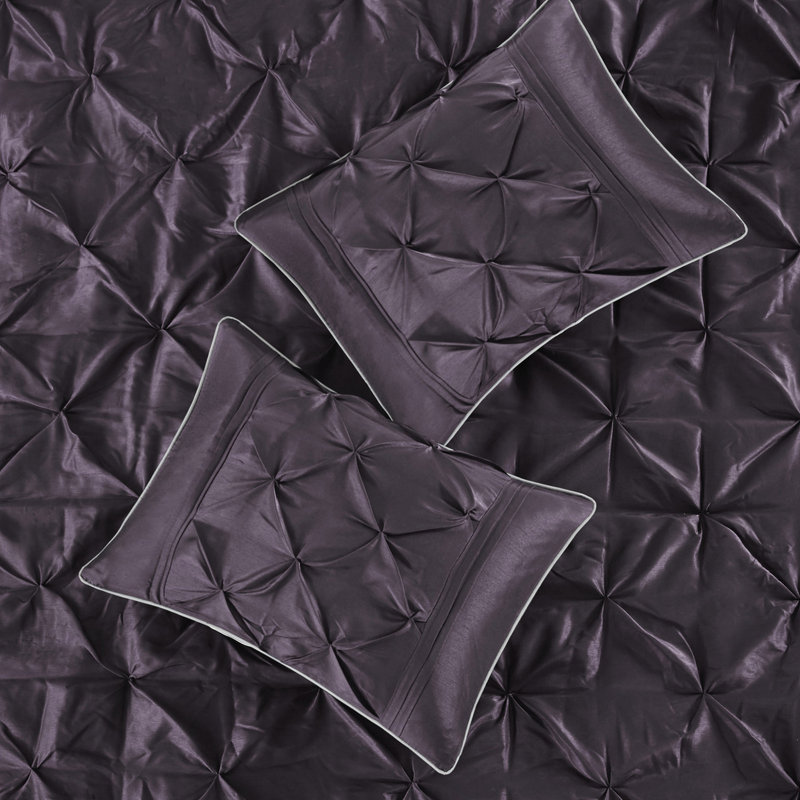 Couette de lit queen de 7 pièces, couleur prune - Taies d'oreiller de style charmant