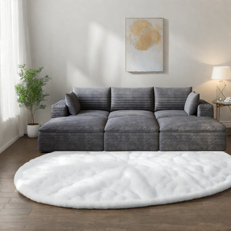 Compression Cloud Sofas, 102 Inch Corduroy Modular Modern Couch For Home