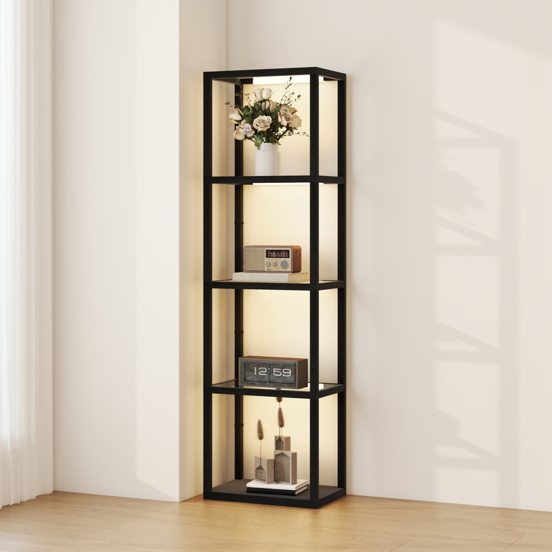157cm Veneered LED Column Floor Lamp, Black