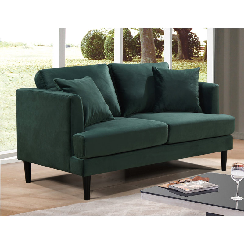 Trilby 140Cm Recessed Arm Sofa, Green Velvet