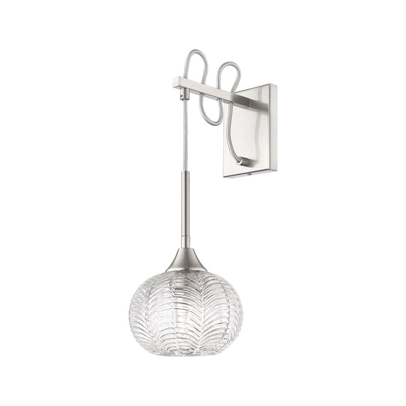 Applique murale 1 lumière 7 po Marshalle, Nickel satiné