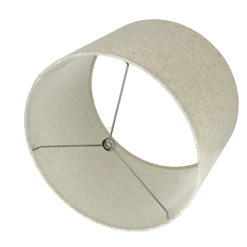 Abat-jour tambour en lin (araignée), H 10 po x l 14 po x P 14 po, Beige clair