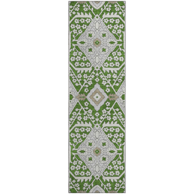 Premium Machine Washable Elaine Green Rug