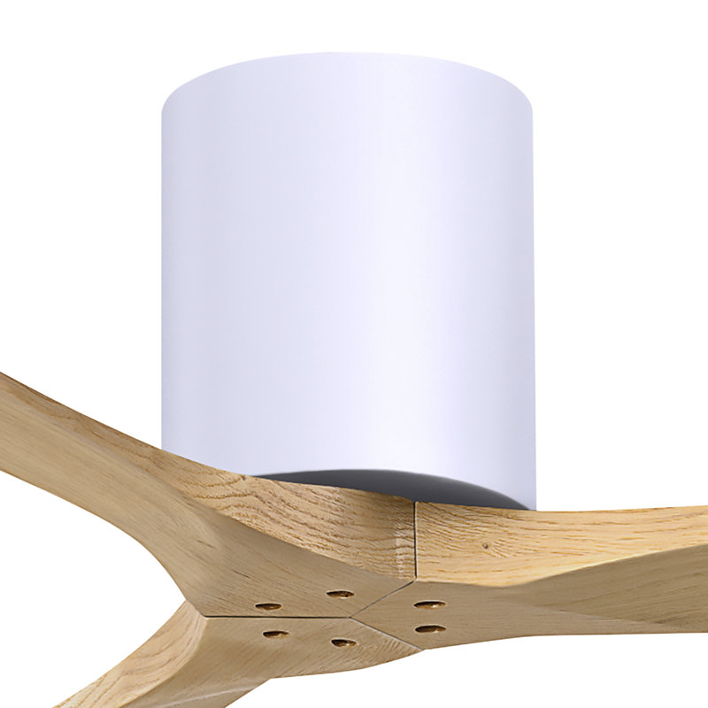 Ventilateur de plafond à 3 pales Olivier, Blanc brillant, Ton érable clair, 52"