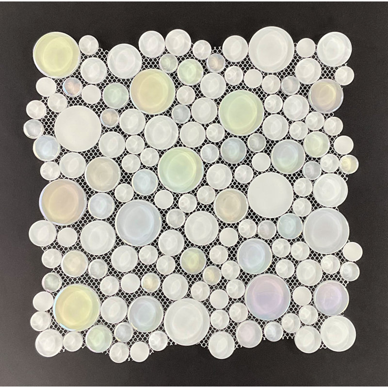 12.5" x 12.5" Glass Random Mosaic Wall & Floor Tile, Gray/Blue/White