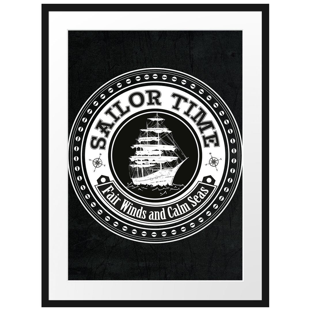 Gerahmtes Poster Sailor Time White Leinwand