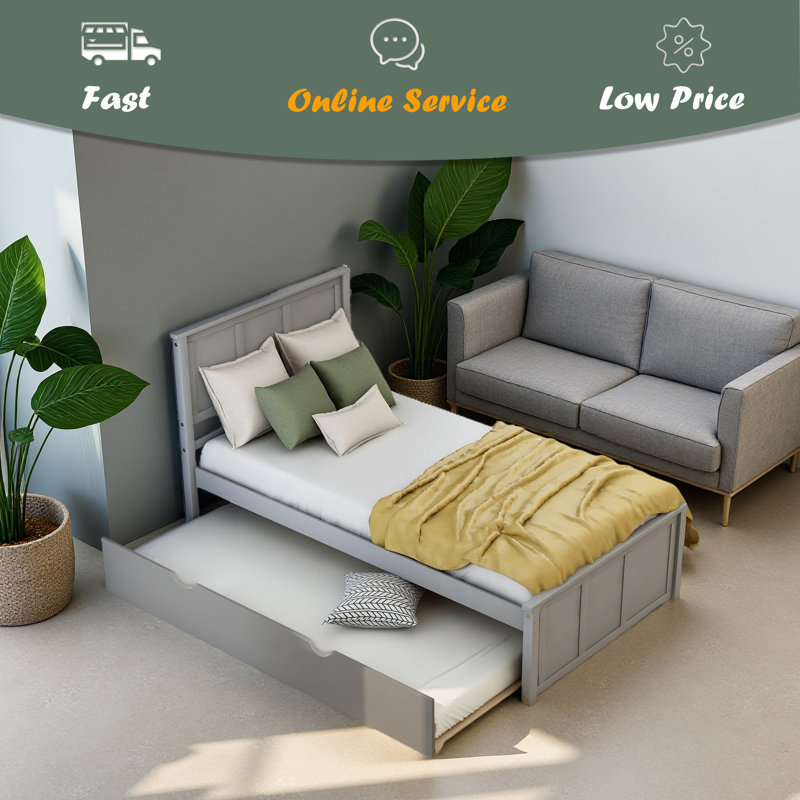 Lit plateforme avec lit gigogne simple