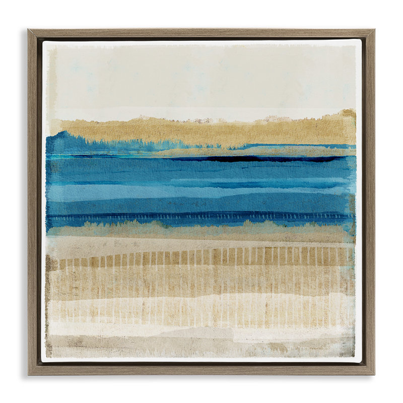 «Blue Daze Abstraction Floater», art mural sur toile par Flora Kouta, Cadre flottant orme Montalcino