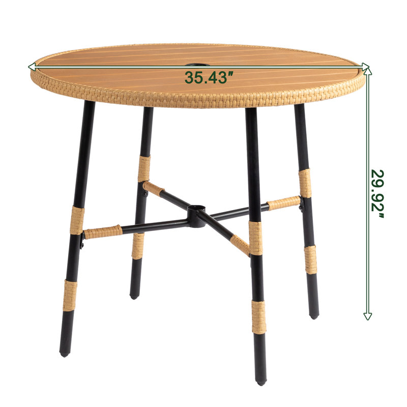 Patio 35 In. Round Wicker Dining Table