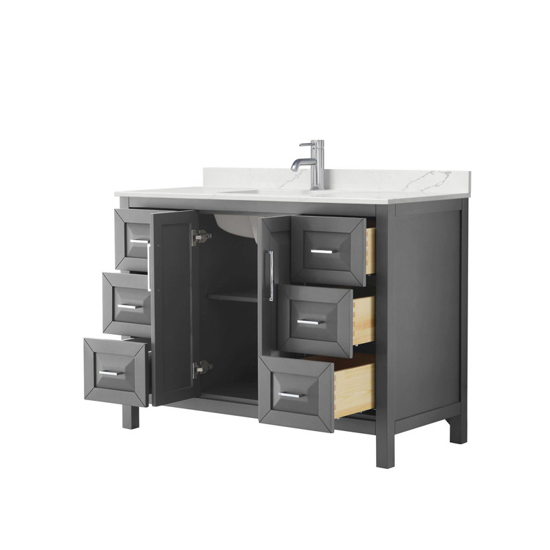 Daria 48 in. Vanity, Giotto Quartz, Gray, Polished Chrome