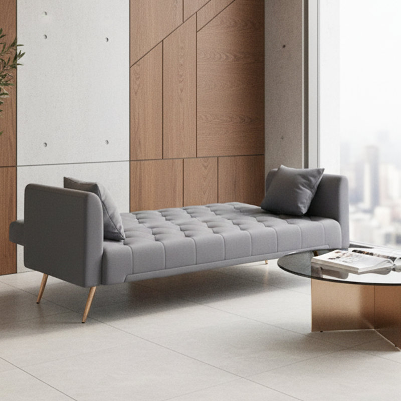 71" Velvet Convertible Futon Sofa Bed with 3-Position Backrest, Modern 2-Seater Loveseat for Apartment, Slate Blue