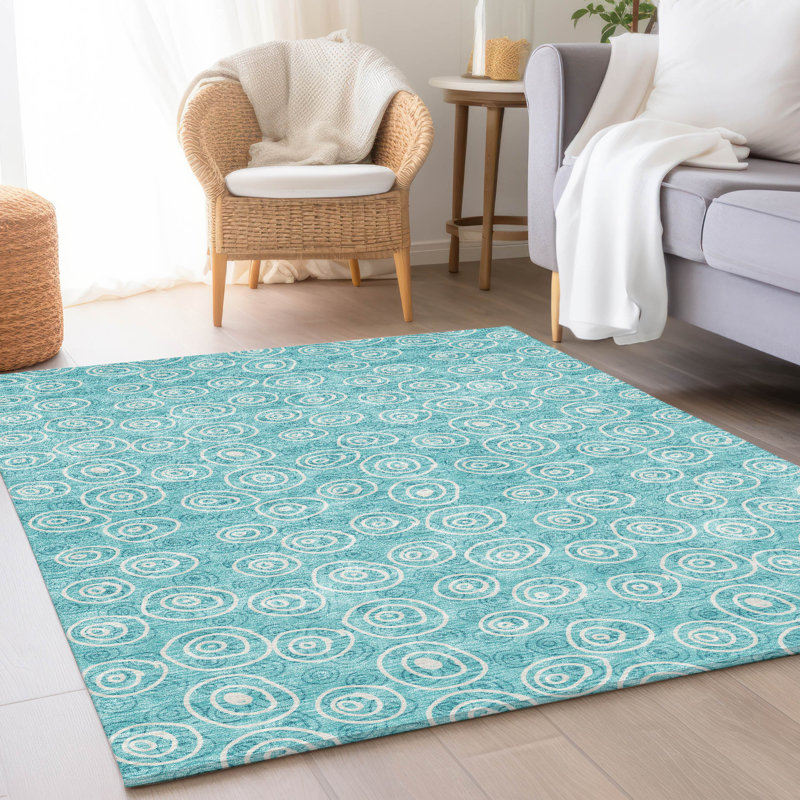Washable Geometric Indoor / Outdoor Rug, Rectangle 2'6" x 3'10"