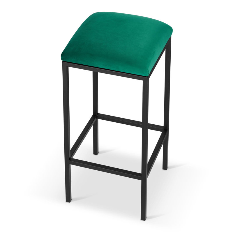 Mackayla Upholstered Counter Stool with Metal Frame, Green