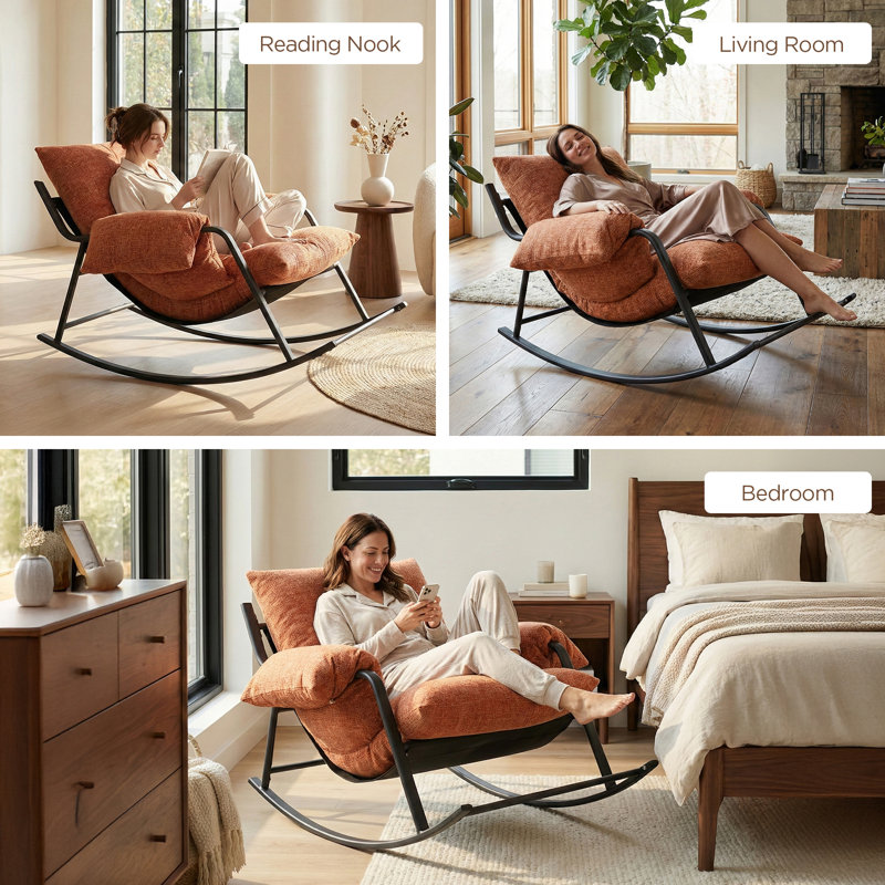 Chaise berçante surdimensionnée Ember, mandarine
