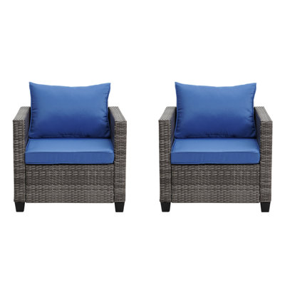 30'' Wide Wicker Patio Chair Set with Cushions