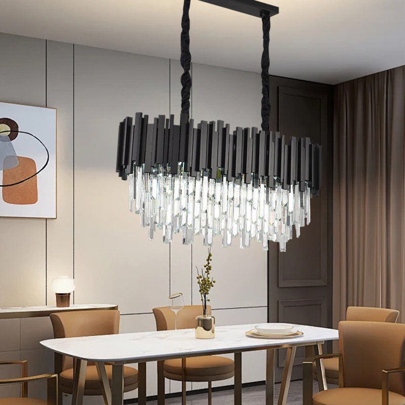 10 - Light Chandelier, Length 80cm, Matte Black
