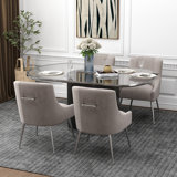 Farr Velvet Upholstered Side Chair With Silver Legs