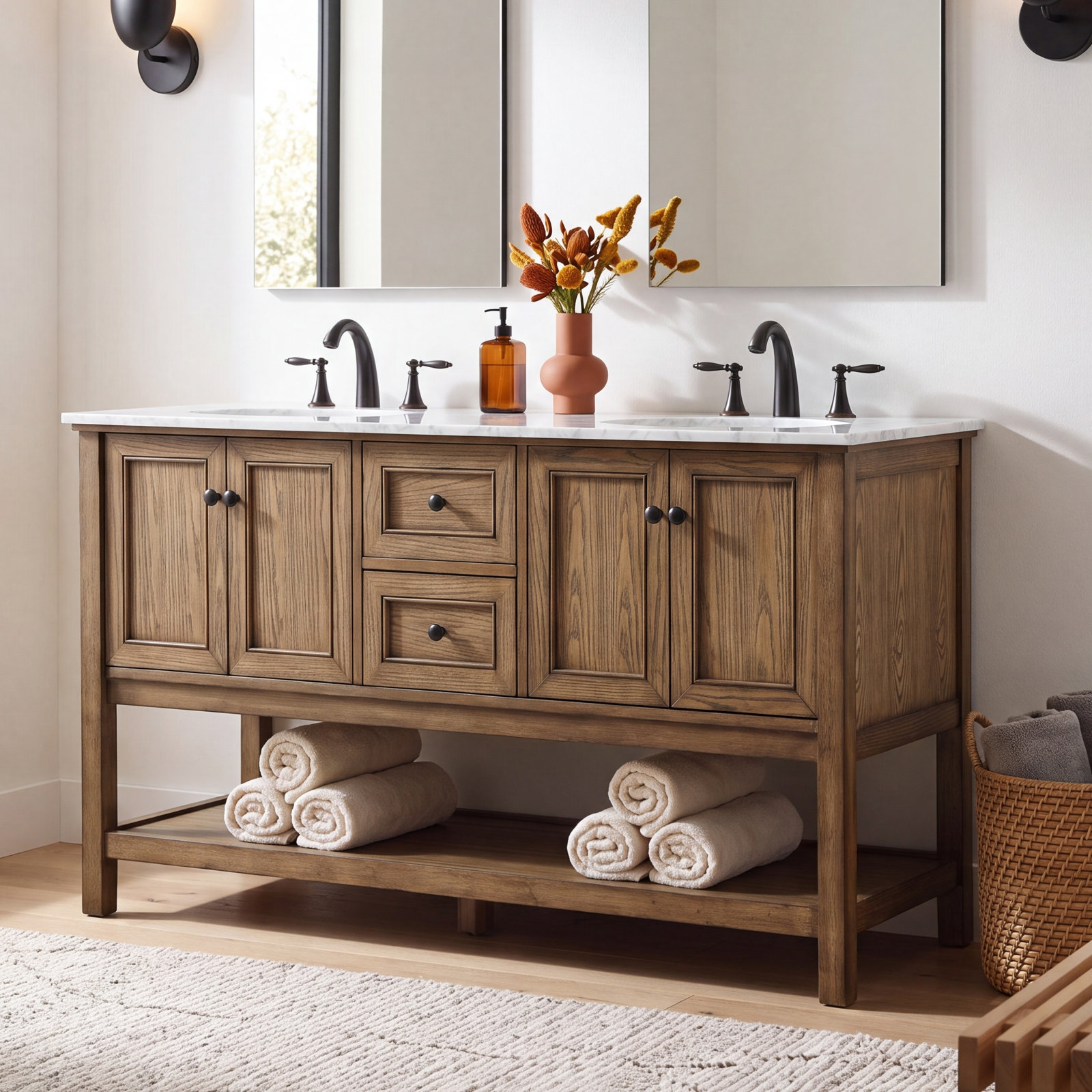 Bonsai 60'' Double Bathroom Vanity, Drift wood