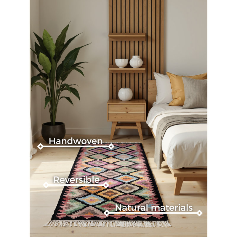 Zara Kilim Rug by Hanse Home - Natural Living Room Rug Wool Handwoven Afghan Kilim Living Room, Bedroom, Runner 60 x 190 cm