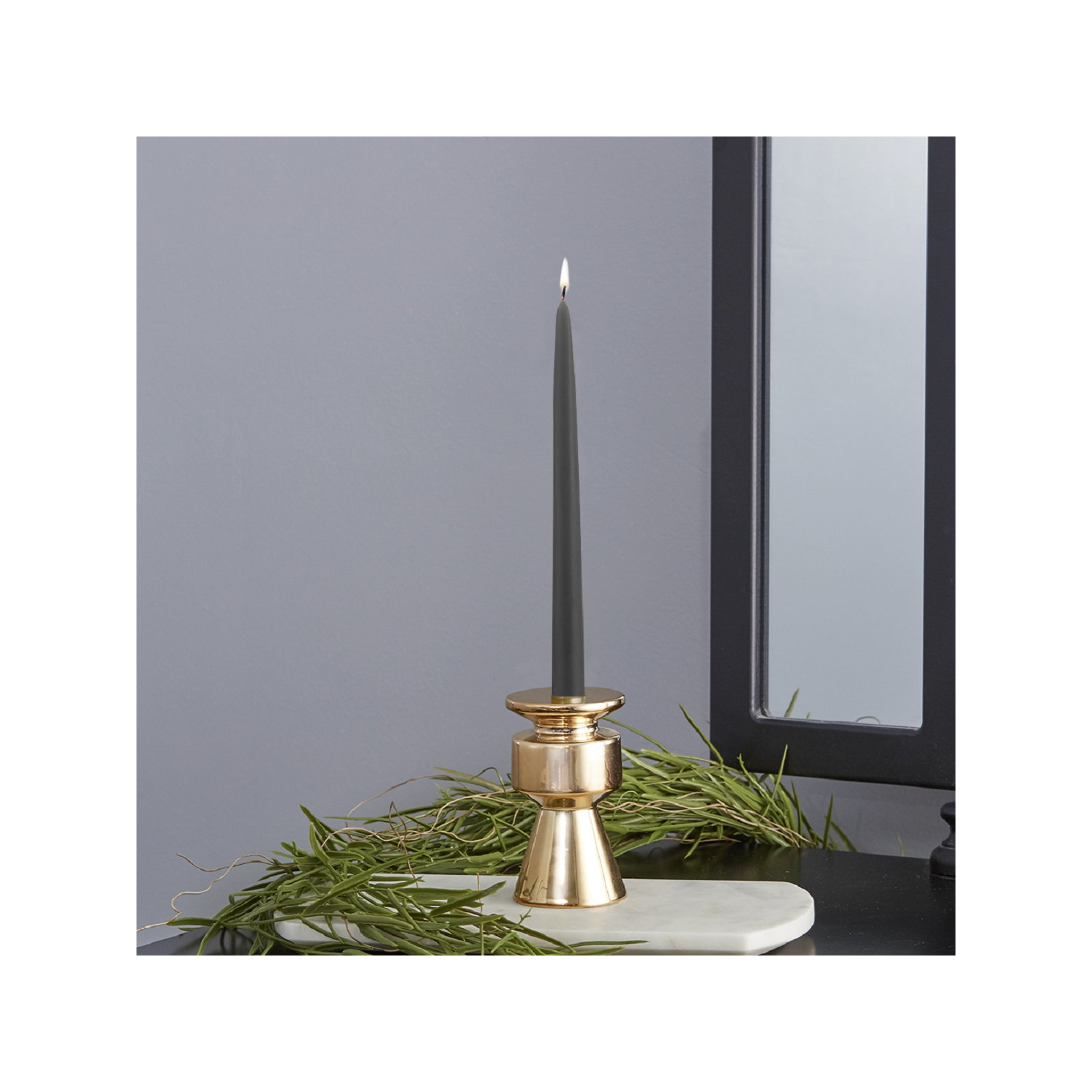 12 Piece Unscented Taper Candle Set, 9" H x 0.88" W x 0.88" D, Stone
