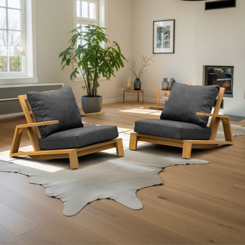 Ertil Ailes 2-Piece Outdoor Lounge Chair Set – Black Fabric