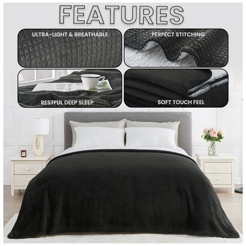 Standard Throw Blanket, W200 x L240cm, Black
