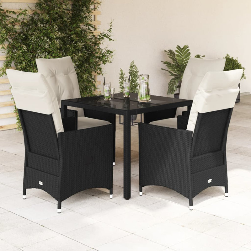 Ensemble repas Vidaxl, noir, blanc crème