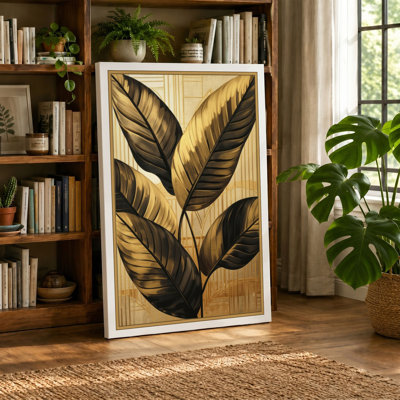 Veined Leaves Study Botanical - Wrapped Canvas