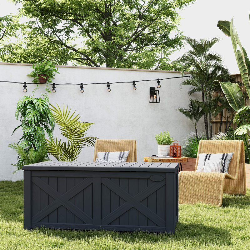 150 Gallons Water Resistant Deck Box-Gray, Gray