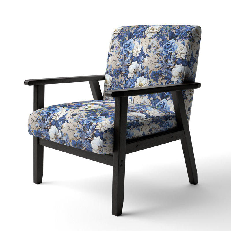 Chaise d'appoint florale Cobalt, Motif victorien bleu cobalt II