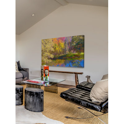 « automne on the pond » par don schwartz, reproduction d’art sur toile tendue