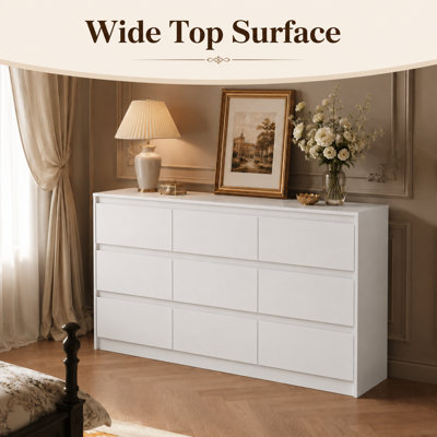 Commode 9 tiroirs, commode en bois 9 tiroirs