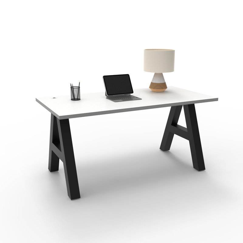 Serenity A-Frame Executive Writing Desk, 72x30, White Top, Brite White, 30" H x 72" W x 30" D