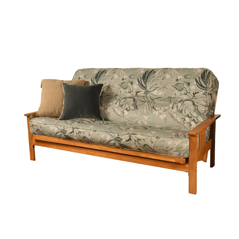 Johnte Full-Size Futon Frame and Full-Size Innerspring Mattress, À ressorts, Pluie Takara, Noyer cendré
