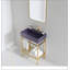 Meuble-lavabo 24 po avec lavabo en céramique, ensemble de lavabo console sur pied, lavabo rectangulaire en céramique mauve brillant sans robinet, pieds en métal ouverts, tablettes de rangement, doré