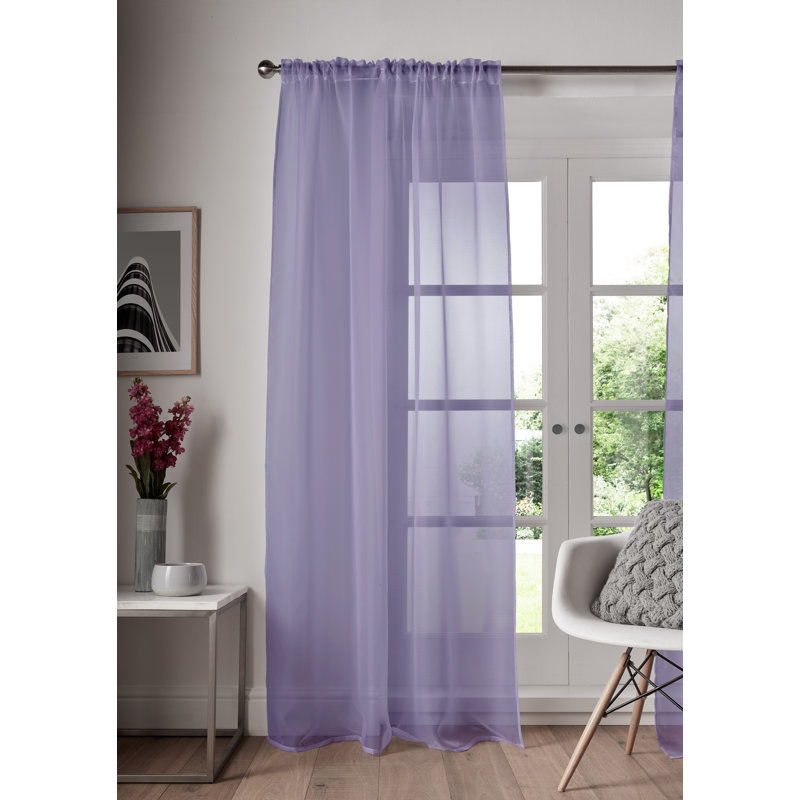 Juliann Sheer Curtain Single Panel, Lilac, 148 W x 274 D cm