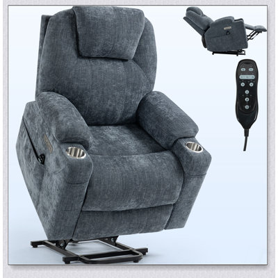 Fauteuil inclinable électrique en chenille jusqu'à 350 lb avec massage par vibration 8 points, chauffage lombaire, ports USB et Type-C, porte-gobelets en acier inoxydable