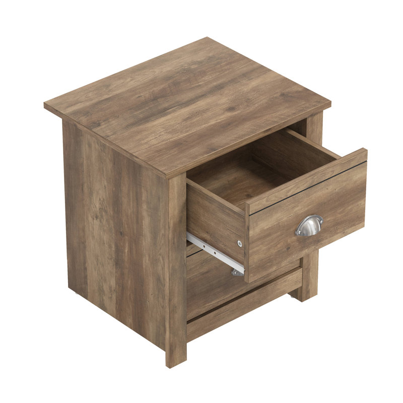 Blessinger 20.07'' Tall 2 Drawer Nightstand, Knotty Oak