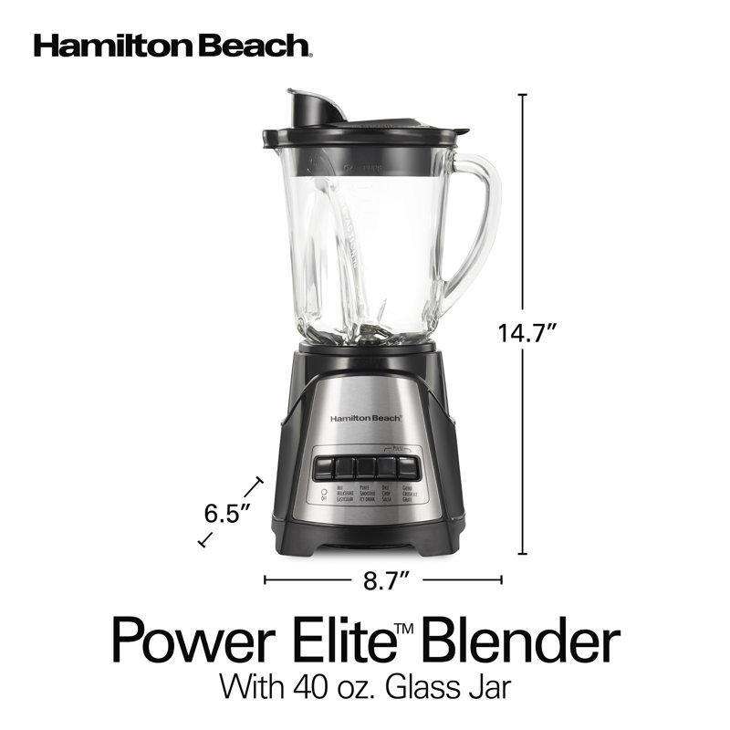 Hamilton Beach® Power Elite Blender with 40 oz. Glass Jar